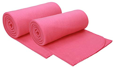 Betz Fleecedecke 2 Stück 130x170 cm 180g/m² – Weiche Wohndecke & Kuscheldecke – Flauschige Sofadecke als Tagesdecke – Leicht, wärmend & pflegeleicht – Farbe Fuchsia