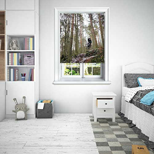 Lister Cartwright Photographic Blackout Roller Blinds For Bedroom Windows - (90 x 140 cm) Easy to Fit Roller Blinds For Windows With Child Safety Included - Mountain bike
