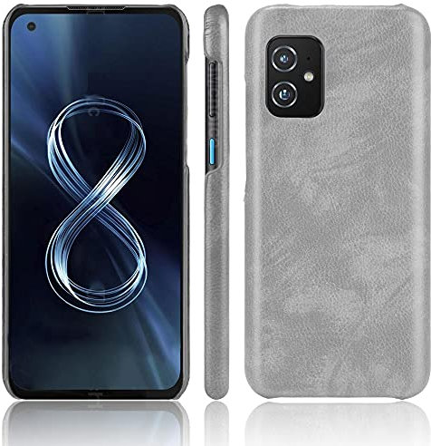 FTRONGRT Estuche para ASUS Zenfone 8 Funda, PC + Carcasa Protectora Envuelta en Cuero, Anti-caída, Adecuada para Funda Protectora de teléfono móvil ASUS Zenfone 8.Gris