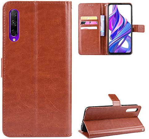 Funda para Huawei Y9s ,Funda para Huawei P Smart Pro 2019 ,Funda para Huawei Y9s 2019 STK-L21 STK-L22 STK-LX3 / Honor 9X Pro HLK-AL10 HLK-L41 HLK-L42 Funda Cartera de cuero con solapa Case Brown