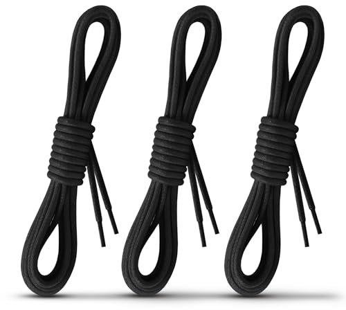 Laceter 2 Pares de Cordones Redondos Encerados 2.4mm para Zapatos de Vestir - Para Derbies, Botines, Mocasines - Acabado Elegante - Alta Durabilidad - Fabricado en España - Negro, 75 cm