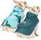 HDE Wendbarer Hunde-Regenmantel mit Kapuze, Zupf-Poncho, Regenmantel, Jacke für kleine, mittelgroße und große Hunde, Dinosaurier, M