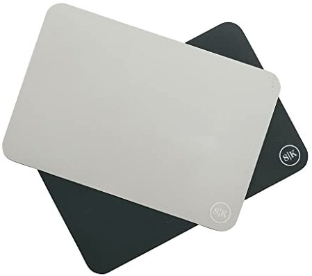 The Silicone Kitchen Silicone Baking Mat, BPA Free, Extra Thick, Quarter Sheet 8 in into 11.75 in, Set of 2, Blue and Gray