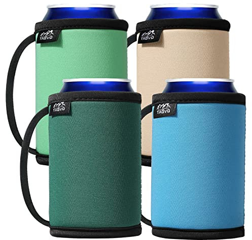 TAGVO Enfriadores de Botellas de Vino 4 Paquetes, Beer Cooler Enfriador para latas o botellín, Fundas de Neopreno con Bordes de Tela Cosida, Lavable a máquina, Duradero