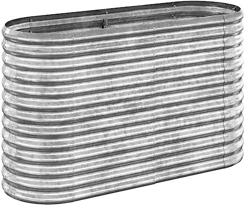 vidaXL Jardinera Arriate Elevado Macetero Maceta Tiesto Soporte para Plantas Vegetales Hierbas de Acero Recubrimiento en Polvo Plateado 114x40x68 cm