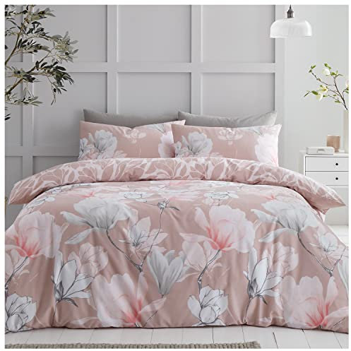 GC GAVENO CAVAILIA Blossom Duvet Cover Set, Reversible Botanical Quilt Covers Bedset, Reversible Roses Bedding Set With Matching Pillowcases, King Size, Blush Pink