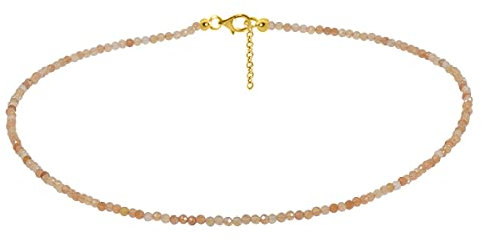 XEN Aventurin- Collier orange 3 mm facettiert 48 + 5 cm 925 Silber vergoldet 48