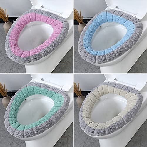 Toilet Seat Cover Pads Soft Warmer Bathroom Toilet Cushion Washable Toilet Lid Cover Cushion Fits All Oval Toilet Seats (multi-4pcs)