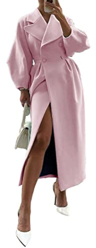 Onsoyours Cappotti di Lana da Donna Spesso Cappotto Doppiopetto Maniche Lunghe Cappotto Caldo Eleganti Slim Fit Trench Coat Vintage Cappotti di Lana Autunnali E Invernali Cardigan Jacket