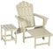 Outsunny Adirondack-Gartenstuhl mit Beistelltisch, Gartenliege mit Fußhocker, Terrassenstuhl mit Armlehne, Balkonstuhl, HDPE, Sand