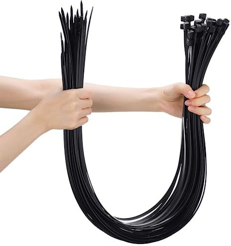 Shappy 50 Pcs Zip Ties Heavy Duty Strong Large Cable Wire Ties Zip Ties Industrial Sturdy Wire Ties, Awnings Tying Branches Bundling of Crops Fixed Water Pipes (Black, 48 Inch), (DS-Shappy-3523)
