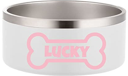 Personalization Dog Bowls Stainless Steel Cat Food Bowl Pet Water Bowl Feeder Suitable for Small Medium Large Dogs and Cats Bottom is Non-Slip and Easy to Clean (White)