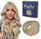Fshine Haartressen Echthaar zum Einnähen Genie Tressen Echthaar 50cm 60g Weft Extensiones Echthaar Tressen Platinblond und Vanilleblond Farbe 16P22
