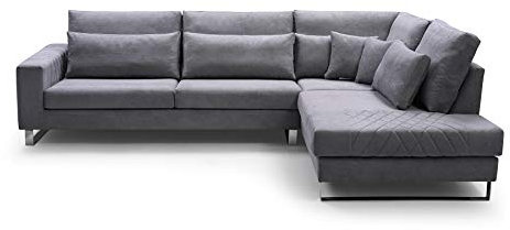 ALTDECOR Ecksofa rechts, Polstercouch in L-Form rechts angeordnet, rückenecht gepolstert - CORNELIA - 314x224x90cm Grau