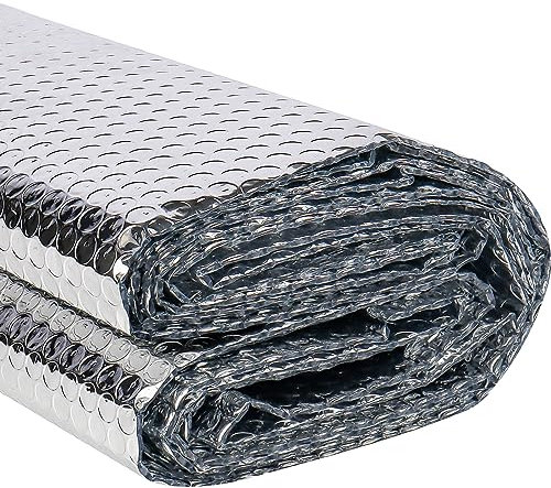 VUAOHIY Rouleau d'isolation double réfléchissant - Rouleau d'isolation à bulles en aluminium double face - 60 cm x 3 m - Isolation des fenêtres et fenêtres de camping-car pour l'hiver et l'été, porte