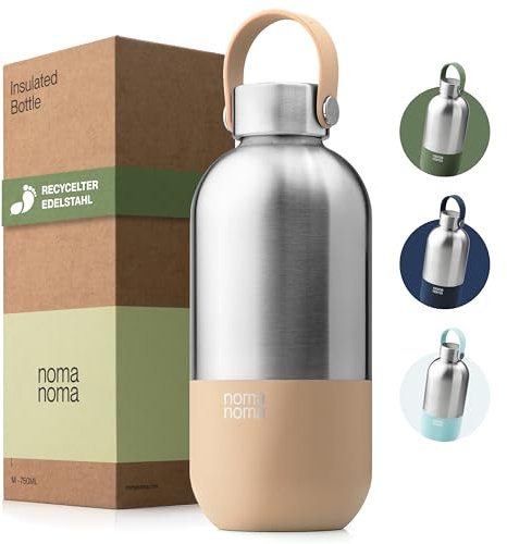noma noma Borraccia in acciaio inox Isolated Bottle, 750 ml, thermos a prova di perdite, 500 ml, 750 ml e 1 l, thermos per anidride carbonica, ecologica, senza BPA, beige Chai