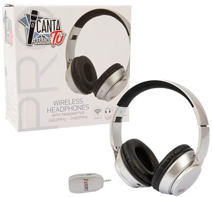 Canta Tu Pro Wireless Cuffie - Cuffie Wireless Di Colore Silver Con Ricevitore Esterno, Per Ascoltare La Musica Del Canta Tu E Microfono, Solo Di Versione Pro, Giochi Preziosi