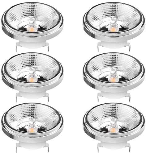 TPMAFF 6er-Pack AR111-Glühbirne, G53-Reflektor-Flutlicht, 12 Watt COB, 1200 Lumen (entspricht 100 W Halogen), AC/DC 12 V Niederspannungs-Spotlicht, Nicht dimmbar