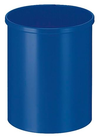PROREGAL Stillvoller runder Metall Papierkorb | 15 Liter, HxØ 30,5x25,5cm | Blau