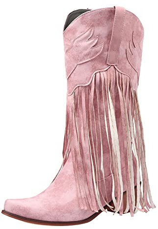 NOAGENJT stivali donna estivi traforati neri stivali alti donna tacco stivali moto racing 45 stivali donna invernali con tacco stivaletti cowboy western espadrillas donna basse Rosa-A 40