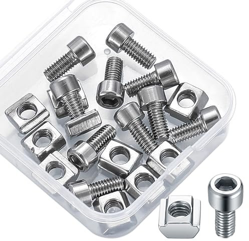 Nutensteine M5, 10 Stk Serie 2020 M5 Nutsteine Set, Nutsteine Gleitmuttern T-Nuts Typ B, Edelstahl T Nutenstein mit Innensechskantschraube für Aluprofil Extrusionsschlitz Standard 20 Serie - M5