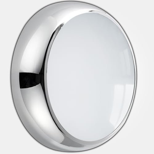 LED 2D Chrome Bulkhead 18W Round IP65 CCT Selectable Tri Colour Ceiling & Wall Light in Chrome - Standard, Microwave Sensor, Emergency & Microwave Sensor + Emergency (Standard)