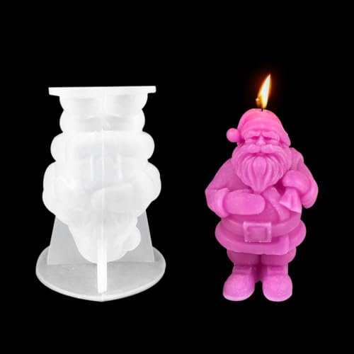 Zayookey Christmas Candle Moulds Santa Claus Candle Moulds with Backpack Xmas Candle Making Moulds Silicone 3D DIY Resin Casting Moulds Silicone Moulds for Candle Making (standing Santa Claus)