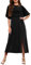 RMBLYfeiye Mittelalter Kleidung Damen Rotes Kleid Minikleid Einfarbiges Fledermausärmel Satin Kleid Mit Schlitz A Linien Cocktailkleid Lang Abendkleid Elegant Kleid Gold (Schwarz, XXL)