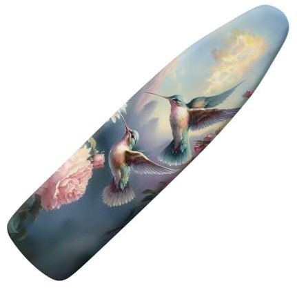 ZIATUBLES Fundas para tabla de planchar de poliéster con acogedor bolsillo para la nariz, fundas acolchadas de hierro resistentes al calor con patrón floral de colibrí para el hogar, lavandería,