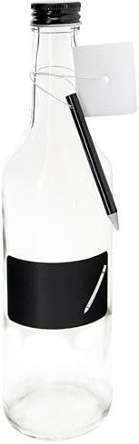 Einkochwelt 79172 Lot de 6 bouteilles en verre avec bouchon à vis - 500 ml - Champ craie - Bouteille pour jus de fruits - Bouteille pour smoothies, sirop - Avec stylo et éponge