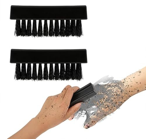 Hand Nail Brushes, Fingernail Scrubber Brush for Cleaning Hand Toes Black Stiff Bristle Scrub Brush Cleaner for Men Women Mechanics Gardeners Scrubbing Fingers Foot (2 Pack, Black)