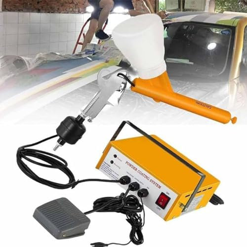 Recubrimiento en Polvo, Ajuste de 5 velocidades, Sistema de Recubrimiento en Polvo electrostático, máquina de Recubrimiento en Polvo con pulverizador, Interruptor de pie,Yellow