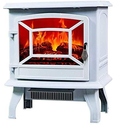 OUZBEM Poêle de cheminée électrique 1400 W rétro poêle électrique Effet de poêle à Flamme cheminée indépendante brûlant la Conception de Flamme simulée (B) Vision