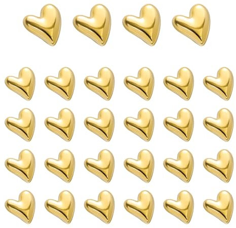 40pcs Heart Refrigerator Magnets, Cute Fridge Magnetic Love Heart Decorative Magnets Small Cute Whiteboard Magnets for Home Kitchen Cabinet Car Decoration (Gold)