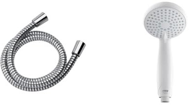 Mira Showers Zest Universal Shower Hose 1.25m - Chrome & Showers Zest Universal 90mm 4-Spray Shower Head - White