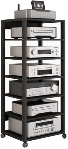 YVZYLXH Mueble hifi 7 Niveles equipo de música mueble habitacion con estantes ajustables,Soporte para reproductor de CD,Soporte de TV de esquina movible,para sala de estar,sala de grabación