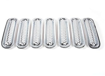 Car Front Grill Mesh Front Grill Insert Grille Cover Trim With Buckle Compatible Car Accessories For Jeep For Wrangler JK 2007-2015 2016 2017 Radiator Grille(Short Wire)