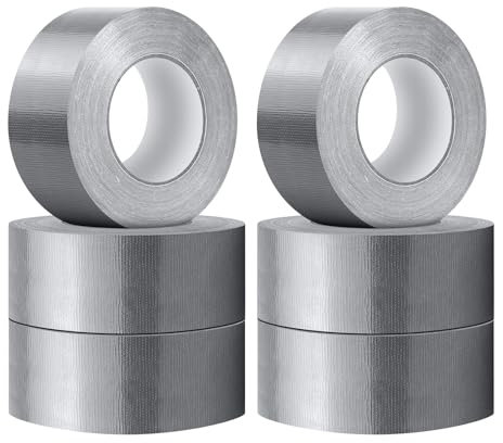 wowspeed 6 Rollen Panzertape extra stark, 5cm x 25m - Wasserdichtes Reparaturband für Innen & Außen Gewebeverstärktes, Klebeband Handreißbar für Verbinden Abdichten Bündeln(Grau)