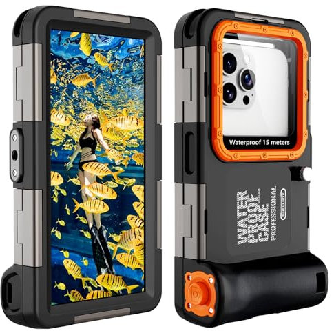Custodia Impermeabile Smartphone IPX8 Porta custodia cellulare impermeabile 15m Subacquea compatible per iPhone 16e 16 15 14 13 12 11 pro 16 15 14 13 12 11 pro max 14 Plus 12 13 Mini