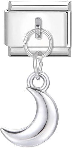 Greenyre Italian Charm Bracelet,Silber Italian Charms,9mm Edelstahl DIY Abnehmbar Module für Italienische Armbänder,Armband Charms für Armketten,Geschenke für Freund/Families(moon)