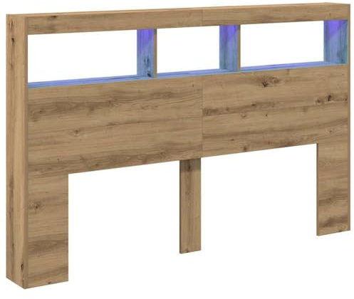 vidaXL Armoire tête de lit avec LED chêne Artisanal 160x17x102 cm, tête de lit, tête de lit à LED, Armoire de Chambre à Coucher