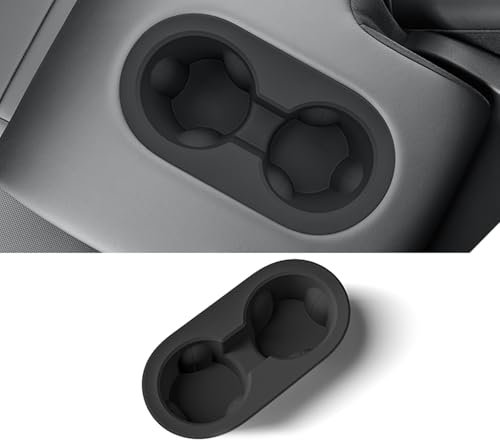 Rear Seat Cup Holder Inserts for Tesla Model Y Juniper 2025, Cup Holder Insert Liner Coasters Mat Pad Car Silicone Interior Trim 3D(Rear-Juniper 25+)
