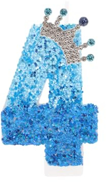 CAPASTEC Geburtstagskerze Nr.4 Pfauenblau 1 Stk Für Kuchen 3D-Design | Material: Paraffinwachs, Größe: 7,5x4 Cm, Leuchtet Im Dunkeln, Rauchfrei, Tortenaufsatz, Zahlen 0-9 Kombinierbar