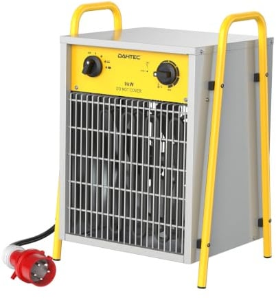 DAHTEC 9 kW Enhanced Electric Fan Heater - Steel Casing - Portable Heaters | Industrial, Thermostat, Overheat Protection, Ideal for Construction Site, Garage, Greenhouse