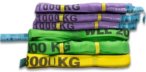 Dolezych DoForce Einfachmantel 6er Rundschlingen-Set, mit Tragfähigkeiten 1.000 kg bis 3.000 kg, 6 Stück