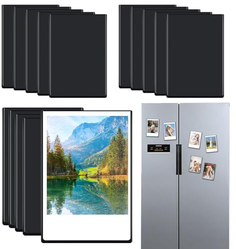 YdseozOA 15 Stück Mini-Magnetbilderrahmen, 9,3 x 6,3 cm, kleine magnetische Bilderrahmen für Fotos, DIY-Kühlschrankmagnete, Fototaschen für Fotos, Postkarten, Schwarz
