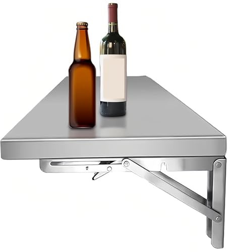 MIDUOLAI Gewerbliche, Wandmontierte HäNgeregale, Edelstahl-Metallregale, Wand Klappbarer Klapptisch, FüR Schlafzimmer, KüChe, WaschküChe, Kleine RäUme,Silber,110 * 25cm