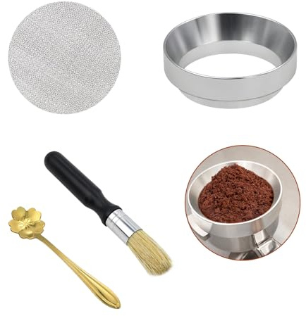 Coffee Dosing Ring 51 mm Barista Brush Puck Screen 51 mm Accessories for Coffee Machines Vegan Cleaning Brush Coffee Brush Magnetic Coffee Dosing Ring Magnetic Portafilter and Puck Screen