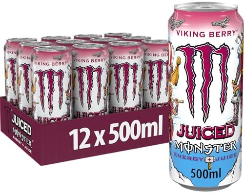Monster Energy Viking Berry, Energy Drink, Einweg Dose, 12 x 500 ml | Koffeinhaltiger Energy-Drink mit Waldbeeren-Geschmack, full Flavour, full Sugar, Juice