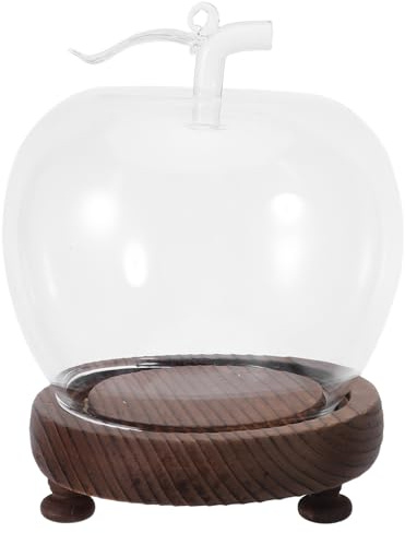 Veemoon Cloche en Verre avec Socle Lumineux - Centre de Table décoratif en Forme de Pomme, idéal pour Le Nouvel an, Le Printemps, Un Mariage ou Une fête (Style 1)